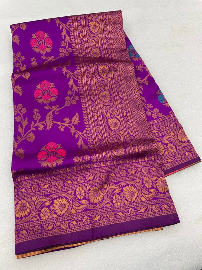 MF 75 Banarasi Soft Lichi Silk Designer Saree Suppliers In India